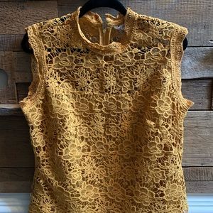 Gold Lace Blouse. Back zipper. Size (L)